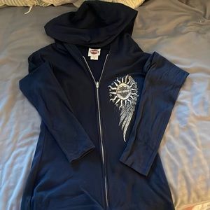 Harley Davidson navy blue thin zip up hoodie